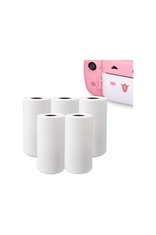 Çocuk Kamera Baskı Kağıdı, 5 Li Rulo 57x25mm Çekirdekli Fotoğraf Baskı Termal Kağıt Rulo 1