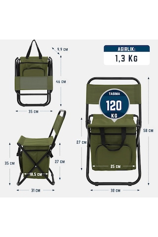 Fundango Iceguard Soğutucu Çantalı Sırt Destekli Katlanır Tabure Green Yeşil