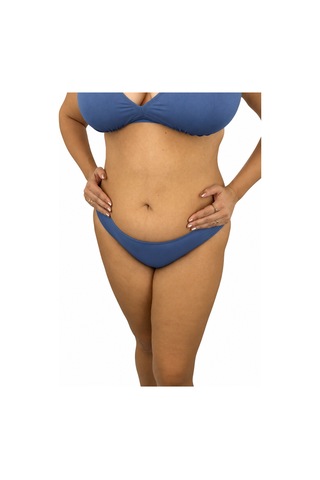 Büyük Beden Geniş Üçgen Kalın Askılı Yırtmaç Detaylı Sabit Pedli Kadın Bikini Takım İndigo