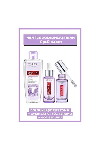 L'Oréal Paris Aydınlatıcı Göz Serumu 30 ML + Kırışıklık Karşıtı Serum 30 ML + Revitalift Filler Dolgunlaştırıcı Tonik 200 ML