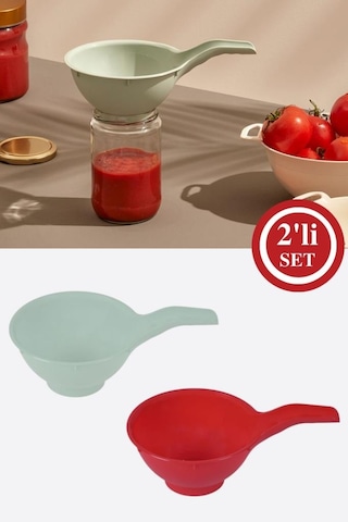 Flosoft Saplı Kavanoz Hunisi, Geniş Ağızlı Konserve Reçel Salça Doldurma Hunisi 2 Adet