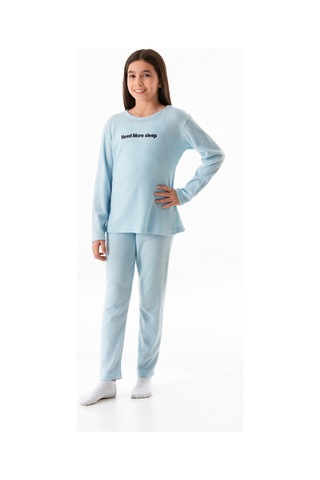 Need More Slep Baskılı Kız Çocuk Pijama Takımı 25kcck726126245-açık Mavi Açık Mavi