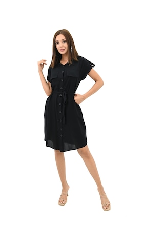 Koza Butik Kadın Gömlek Yaka Kuşak Detaylı Elbise 5240-25 001