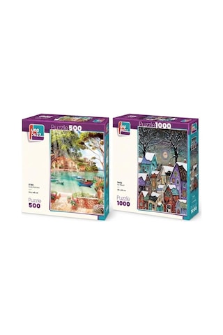 Kar Masalı Ve Güne Merhaba İkili Set - 1000 + 500 Parça İkili Puzzle Seti