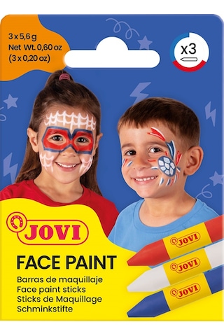 Jovı 175ad Yüz Boyası Stik Kalem 5,6gr Beyaz-kırmızı-mavi - 3'lü Renksiz