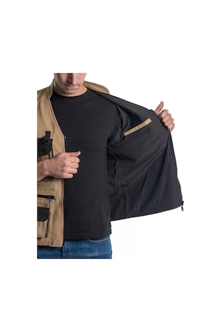 Şensel, Çok Cepli Yelek, Bej-Siyah -118E1357- Dört Mevsim-Vest
