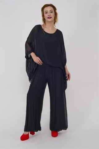 İtalyan Yarasa Kol İpek Bluz-8869 Antrasit