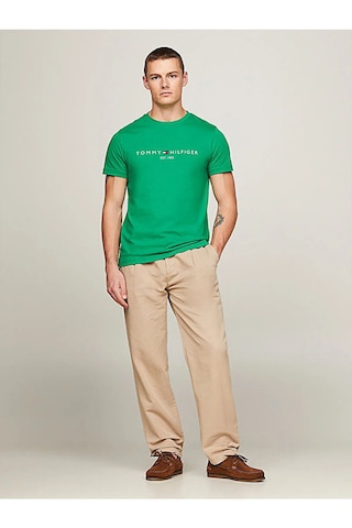 Tommy Hilfiger Sıfır Yaka Erkek T-shirt Yeşil