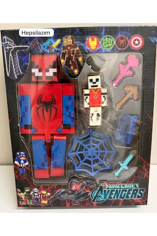 Minecraft Avengers Spider-man & Venom Figür Seti Aksesuarli Blok Oyuncak 16 Lı Minecraft