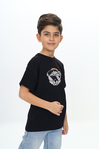 Toontoy Kids Toontoy Erkek Çocuk Baskılı Bisiklet Yaka Kısa Kollu Tişört Ekru