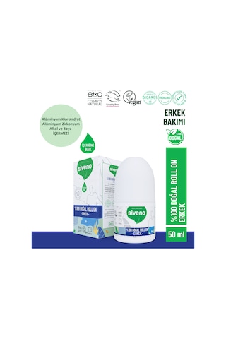 Siveno %100 Doğal Roll On Erkek Deodorant Ter Kokusu Önleyici Bitkisel Leke Bırakmayan Vegan 50 ML