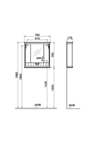 VitrA Valarte Aydınlatmalı Dolaplı Ayna 80 Cm Mat Gri 62232 Krom