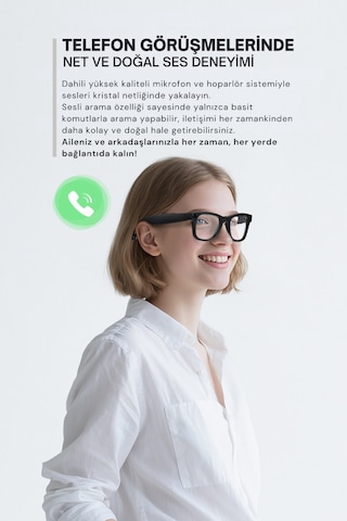 Akıllı Gözlük Yapay Zeka Aı , Kamera, Bluetooth, Müzik, Ipx5
