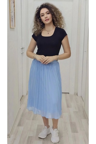 Beli Lastikli Pliseli Etek 6018-bebe Mavisi Bebe Mavisi