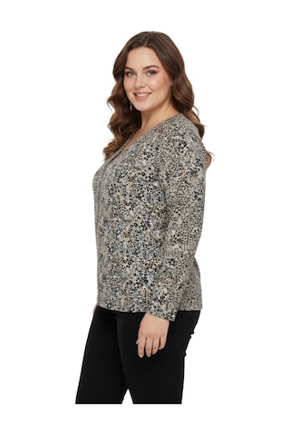 Linsolita Kadın V Yaka Modelli Baskılı Bluz Bgl-st05106 VİZON