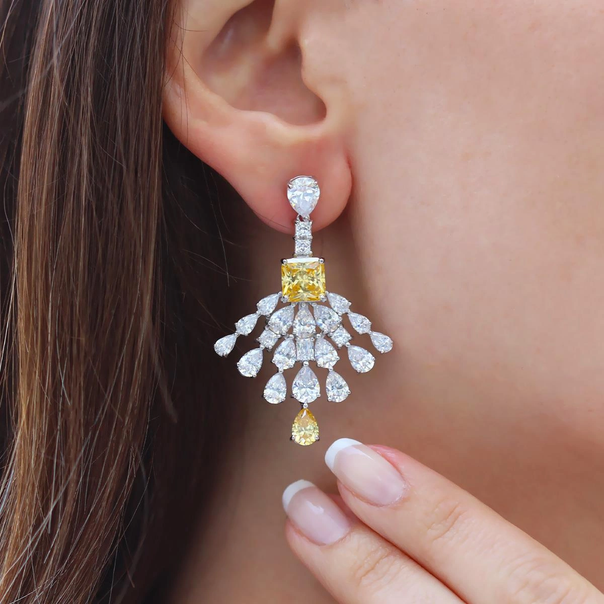 Damla Sitrin Taşlı Işıltı Gümüş Küpe Gümüş