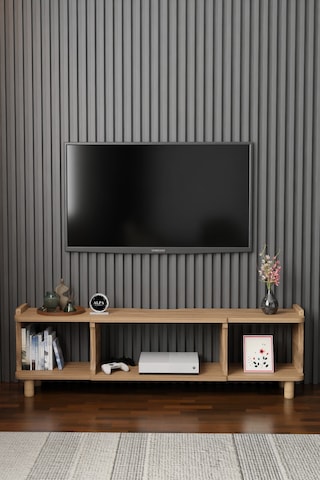 150 Cm Modern Tv Ünitesi Ayaklı Raflı Salon Oturma Odası Dekoratif Televizyon Sehpası Tv Sehpası Atlantik Çam