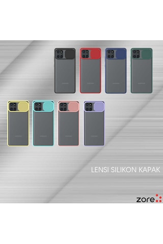 Ekılıf - Samsung Galaxy A81 Note 10 Lite Uyumlu Kılıf Slayt Sürgülü Arkası Buzlu Lensi Kapak - Siyah
