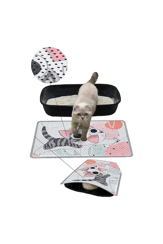 Kar Mat Kedi Tuvaleti Paspası Delikli Kedi Kumu Paspası Neşeli Kedi