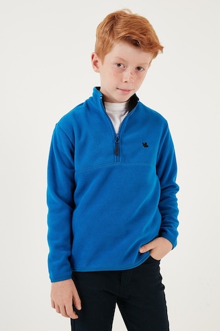 Lela Yumuşak Dokulu Fermuarlı Dik Yaka Şardonlu Kışlık Unisex Çocuk Polar 5905002 Saks