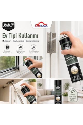 Selsil Silikon Sprey 500 Ml Şeffaf Yağlayıcı Su İtici Ve Ses Önleyici Bakım Spreyi 2 Adet