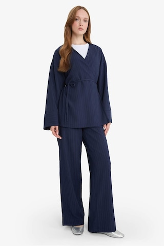 Defacto Relax Fit 2li Takım Gofre Dokulu Uzun Kollu Kimono Pantolon F4095ax25smnv31 Lacivert