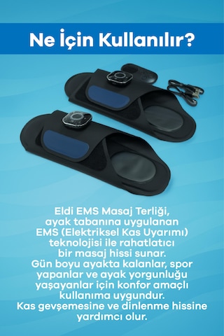 Eldi Medikal Ems Ayak Masaj Terliği - 7 Mod 15 Kademe - Rahatlatıcı Masaj Aleti