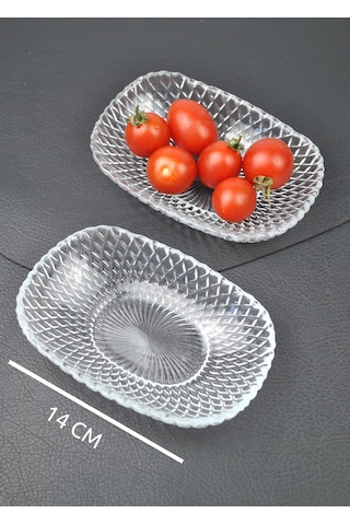 2'li Cam Kase Sunum Kayık Meze Tabağı Çerezlik Kasesi 15cm-vera