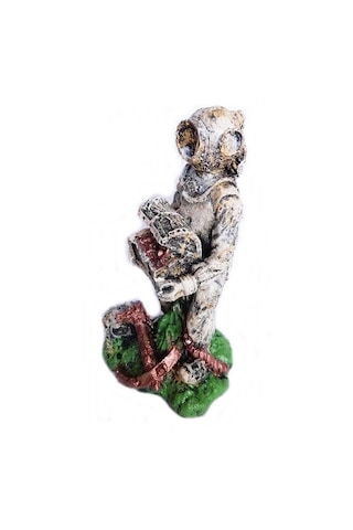 Balıkpet Bronz Hazine Bulan Dalgıç Akvaryum Dekoru 13 CM