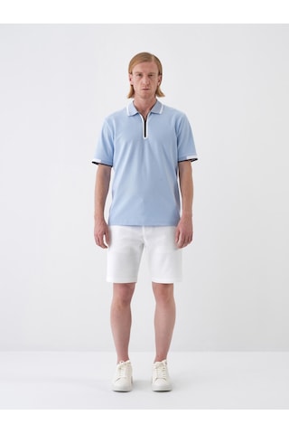 Xint Mavi Pamuk Dokulu Regular Fit Tişört 502200