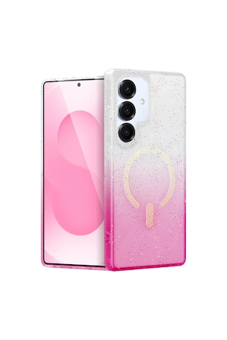 Newface - 915 - Galaxy Uyumlu S25 Pummel Shiny Magsafe Kapak - Glblseme - - Pembe