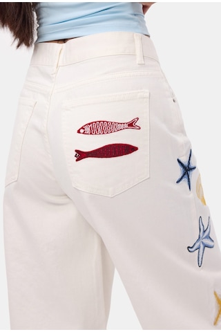 Itsbasic Kadın Kırık Beyaz 7s6-101 Palazzo Nakış Tasarım Bermuda Denim Jort