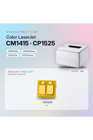 Hp 128a Ce322a / Color Laserjet Cm1415 / Cp1525 Sarı Çip