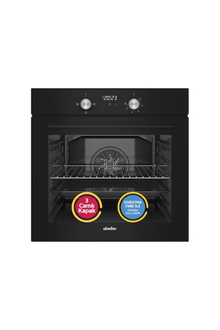 Simfer 4 Fonksiyon Trend Dijital Siyah Power Turbo 3'lü Ankastre Set (Fırın + Ocak + Davlumbaz)