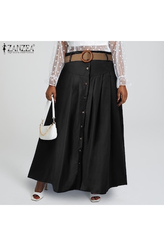 Zanzea Kadın Yaz Rahat Düz Renk Şalvar Uzun Etekler Kraliyet Mavisi