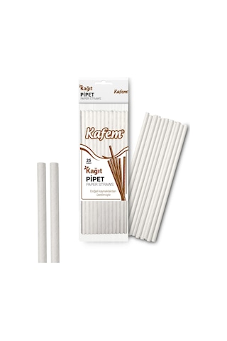 Kafem Beyaz Kağıt Pipet 19.5 CM 10 x 25'li