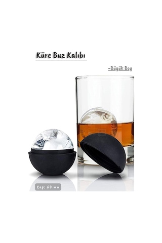 Küre Pro Buz Kalıbı Silikon Küre Çikolata Kalıbı Siyah Çap 60 Mm Siyah