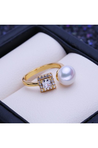 Siyah Lsooyh Doğal Tatlı Su İncisi Yüzükler Kadınlar İçin Bohemian Pembe Çiçek Altın Renk Parti Yüzük İnci Takı Siyah