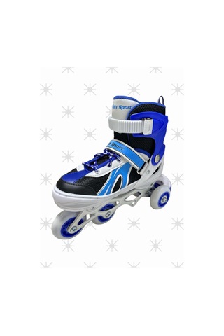 Paten Ayarlanabilir 2 1 Işıklı Metal Gövde Alıştırma Mia Pateni Çanta Hediyeli Işıklı Paten Mavi