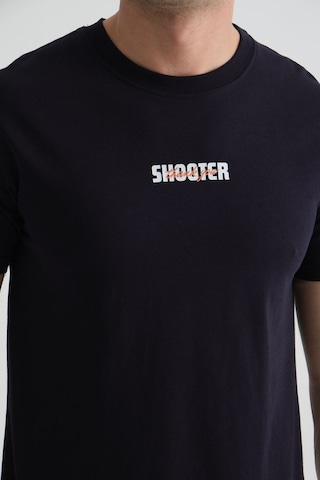 Shooter Sportwear Shooter Erkek T-shirt Minimal Baskılı Pamuklu Kumaş Standart Kalıp Lacivert