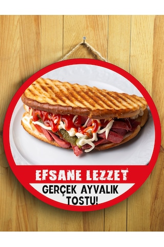 Mayeka Cafeler Restoranlar İçin Ayvalık Tostu Duvar Kapı Tablo Ahşap Askılı Pano Tabela