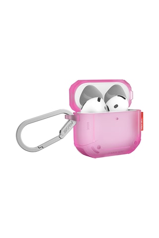 Apple Uyumlu AirPods 4 Kılıf Airbagli 360 Derece Tam Koruma Skinarma Mecha Ce Askı Aparatlı Kılıf Pembe