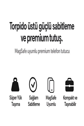Magsafe Uyumlu 360 Ayarlanabilir Mıknatıslı Araç İçi Telefon Tutucu Torpido Montajlı Stand Siyah