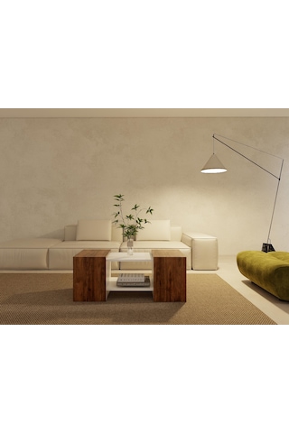 Lupo Orta Sehpa Amalfi Beyaz Renk Kahverengi