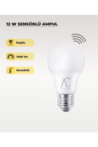 12w Sensörlü Led Ampul 6500k Beyaz Işık Hareket Algılayan Akıllı Ampul