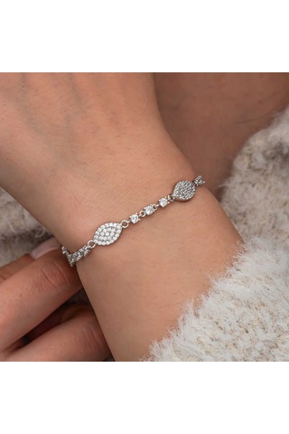 Artsmagazinmücevher Gümüş Zirkon Taşlı Mekik Kadın Bileklik