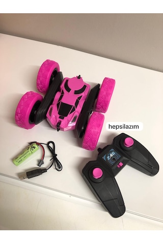 Uzaktan Kumandalı 360 Dönen Şarjlı Akrobat Stunt Car Araba Pembe