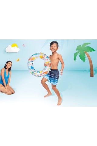 Intex 6-10 Yaş 61 Cm Desenli Simit Şişme Havuz Ve Deniz Yüzme Simidi Çocuk Can Simidi