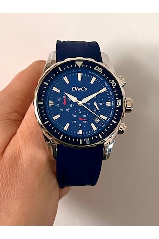 Dial X Dx-789778 Fonksiyonlu&takvimli Silikon Kordon Lacivert Erkek Kol Saati Gümüş
