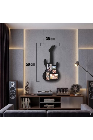 Mey İthalat Modern Rock Serisi: Siyah Lazer Kesim Gitar Figürlü Çoklu Anı Çerçevesi Çok Renkli